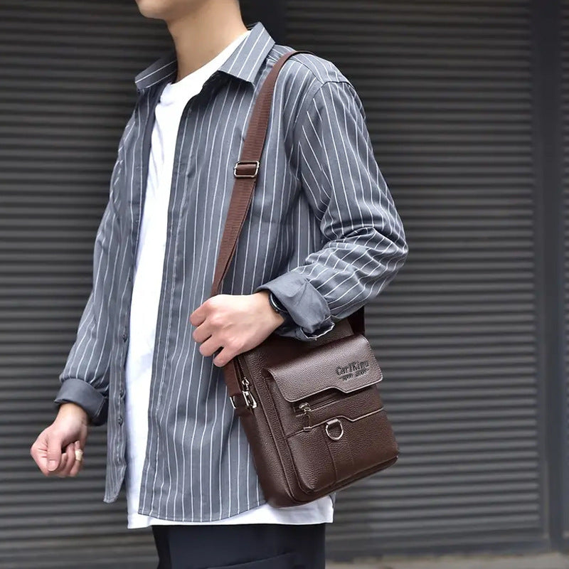 Men's Lychee-Grain Business Commuter Shoulder Bag