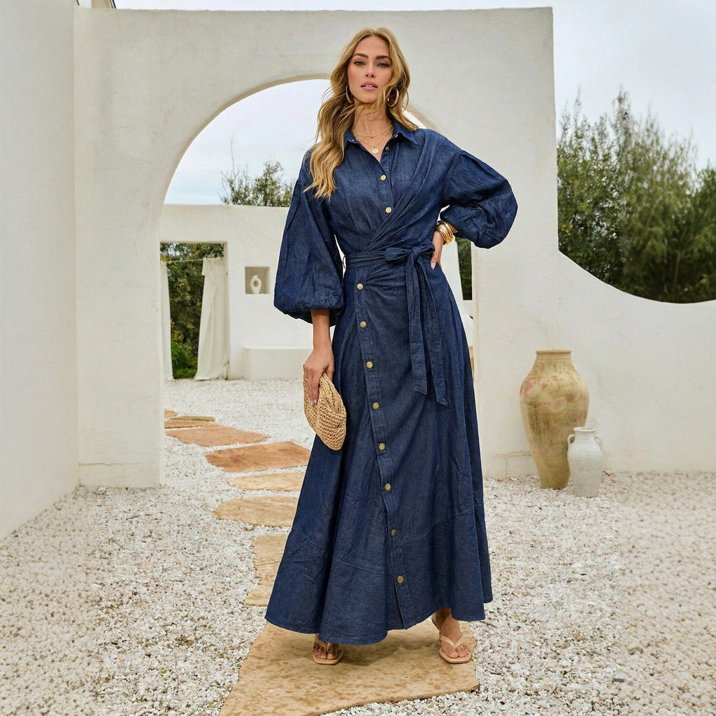 Robe à manches longues en dentelle pour femmes