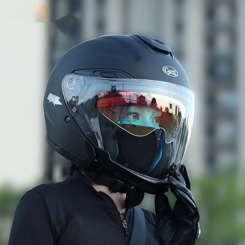 Moto homme d'été demi-quart casque homme de trois-quarts double visor pour hommes toute la saison