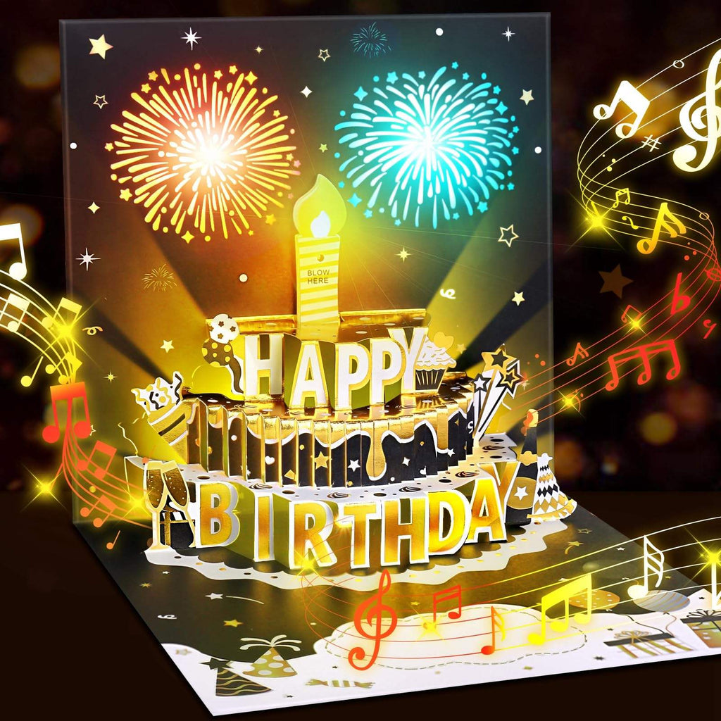 Light Music Up carte cadeau gâteau carte d'anniversaire heureux avec enveloppe