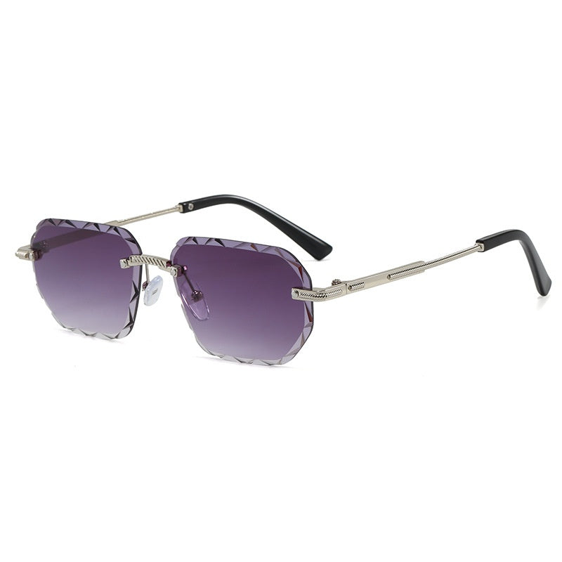 Lunettes de soleil sans cadre polygonale tendance pour femmes