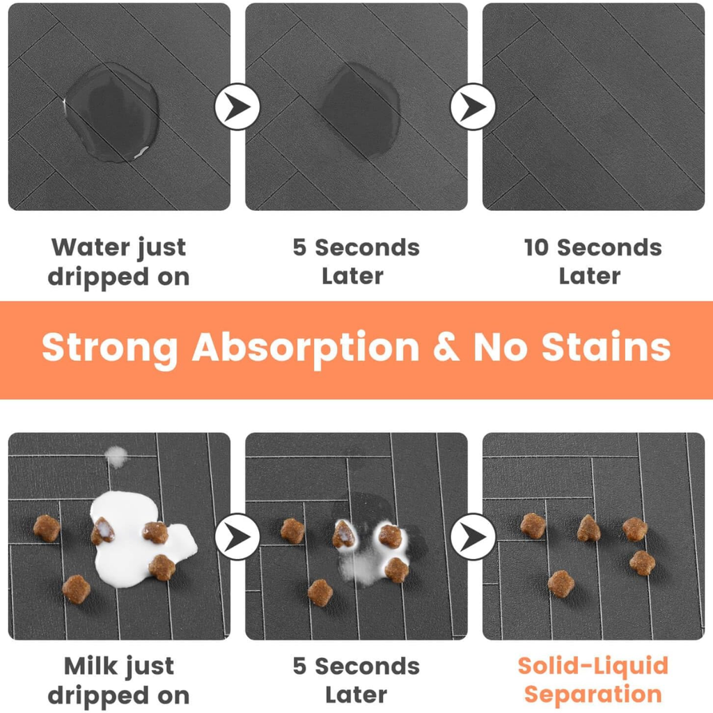 Tapis d'alimentation pour animaux de compagnie Absorbent Pet Placemat pour la nourriture et le bol d'eau avec caoutchouc imperméable dos