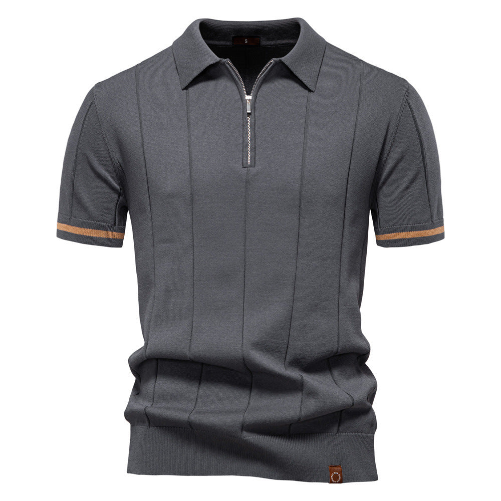 Polo tricoté casual homme avec un col tournant et manches courtes