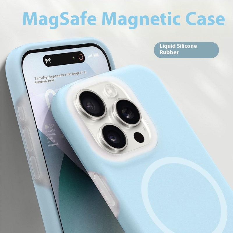 Solid Color Jelly Magnetic Silicone Cas de téléphone liquide