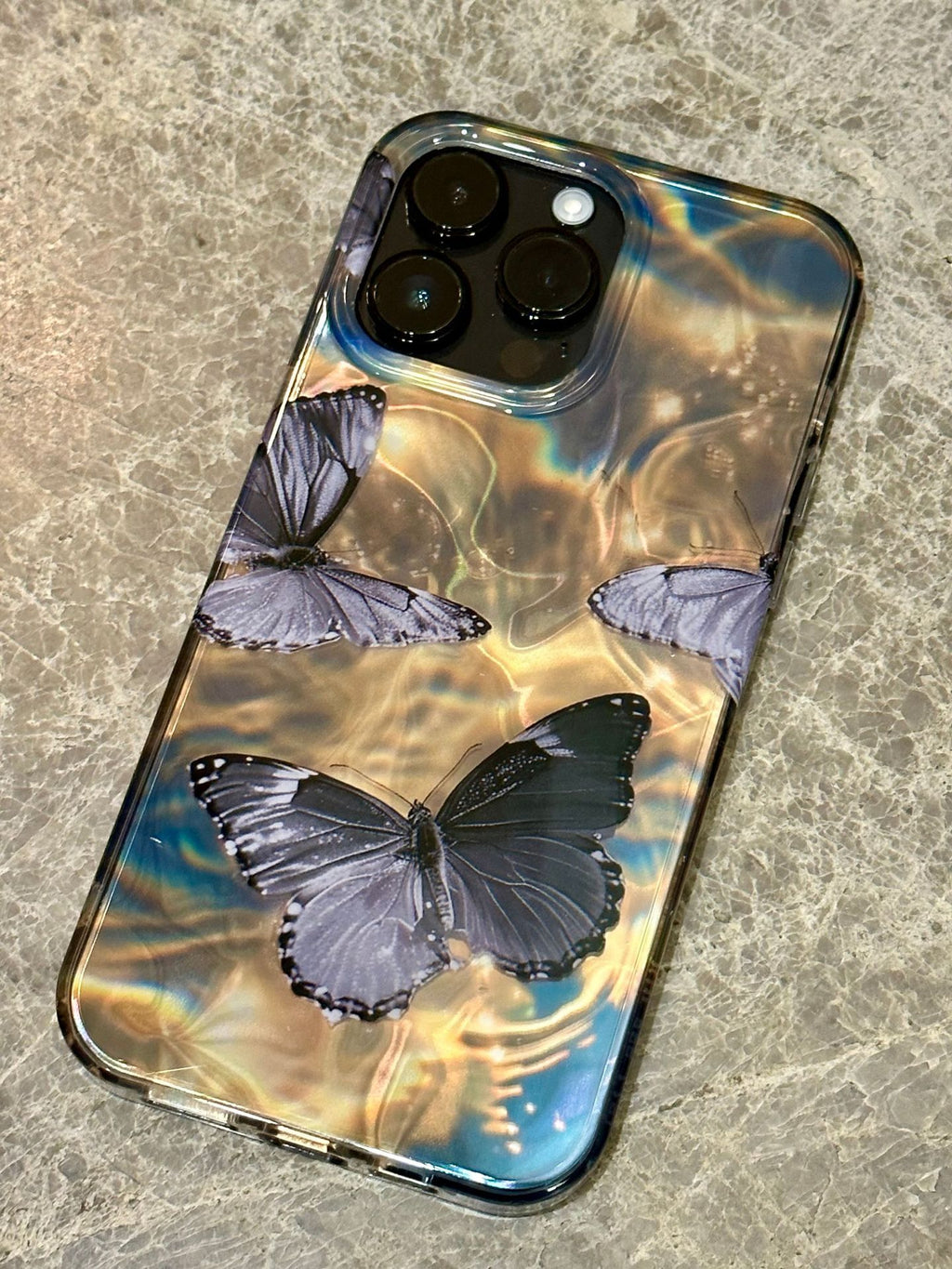 Cas de téléphone à papillon laser à rainure d'eau