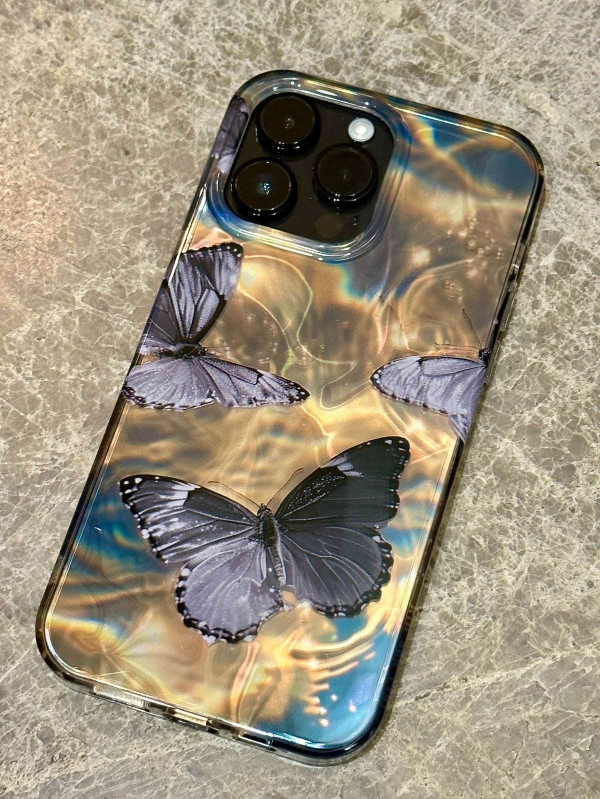 Cas de téléphone à papillon laser à rainure d'eau