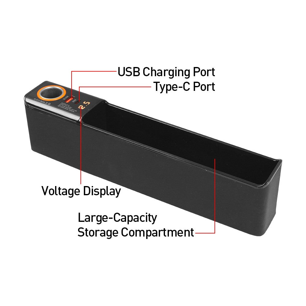 Rechargeable Seat Gap Rangement Box Support de téléphone Organisateur Black Car Accessoires