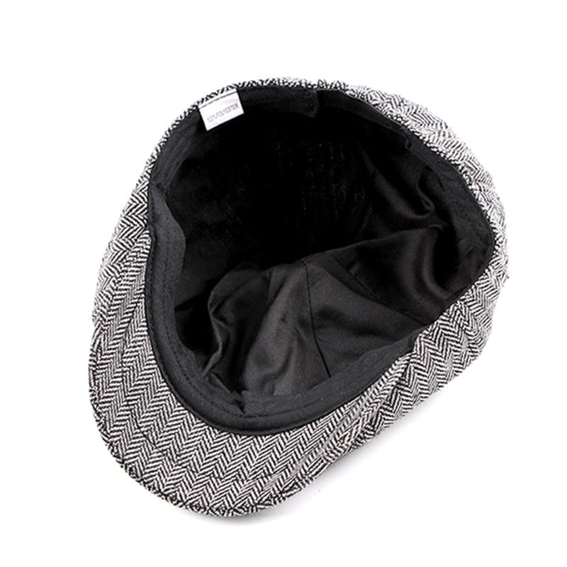 Fashion Retro Octagonal Chapeau Homme Mode Plaid Beret
