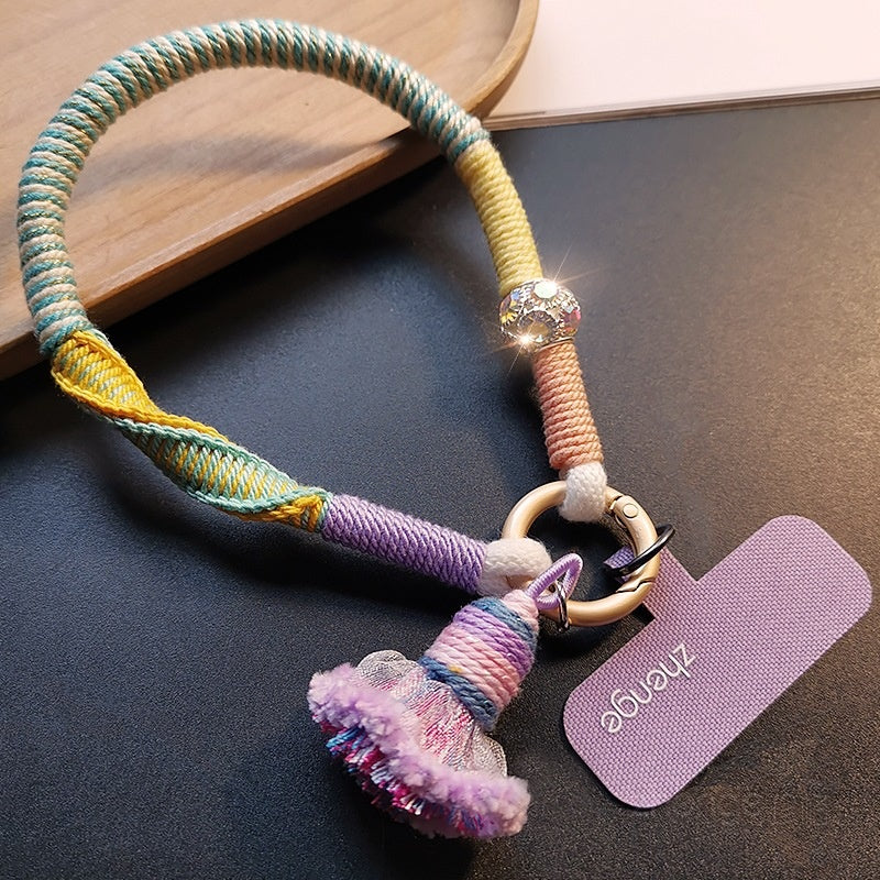 Pendentif en tassel de couleur contrastante tissé à la main Lanyard de téléphone robuste et durable