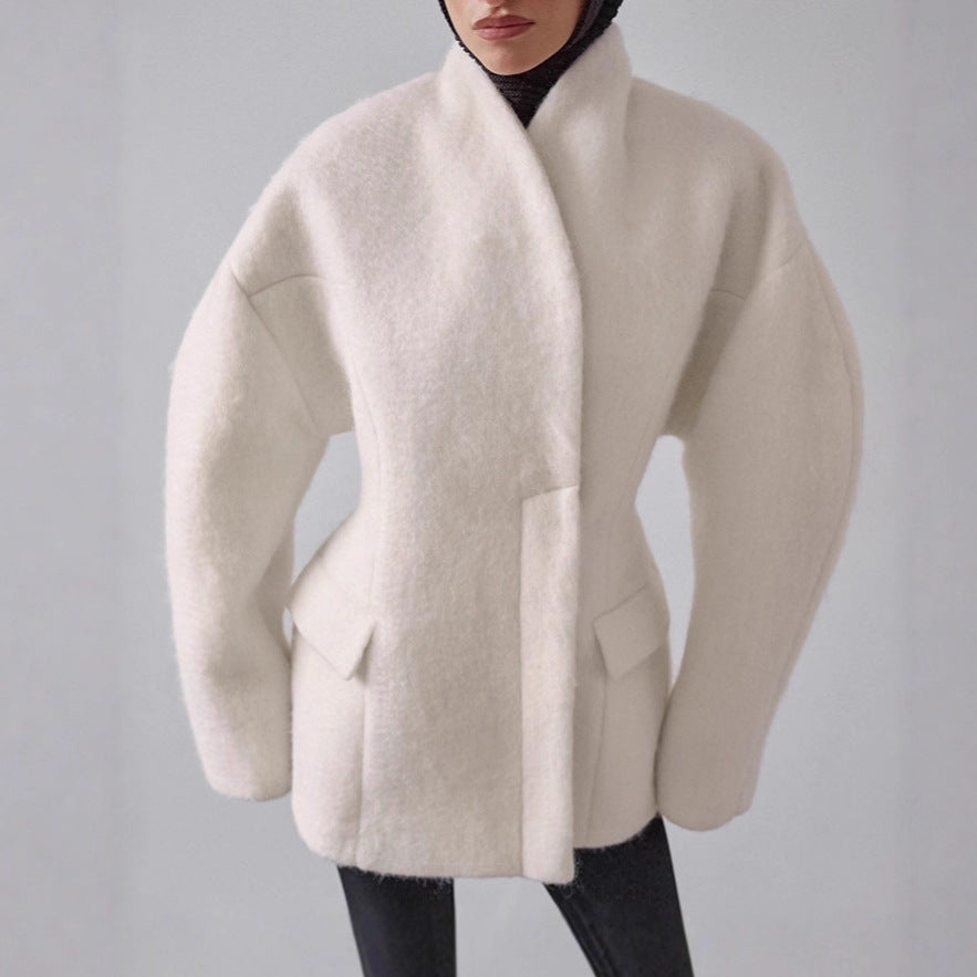 Hiver Designer style Relaxed-fit Stand-collar Veste mi-longueur