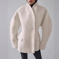 Hiver Designer style Relaxed-fit Stand-collar Veste mi-longueur