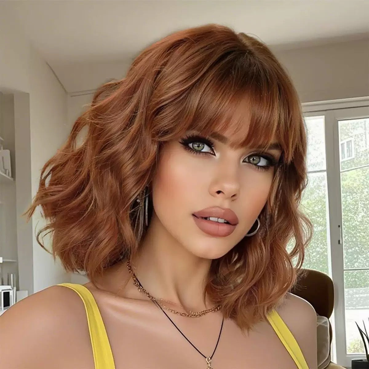 Femmes Short Curly Synthetic Bob Wig