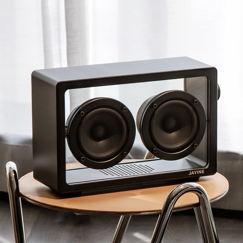 Haut-parleur Bluetooth haute fidélité audio transparent rétro