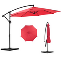 Parapluie extérieur de patio suspendu de 10 pieds avec support de base roté et tilt