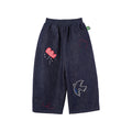 Lettre Broderie large Jambe droit Pantalons de coton Pantalons Printemps Automne