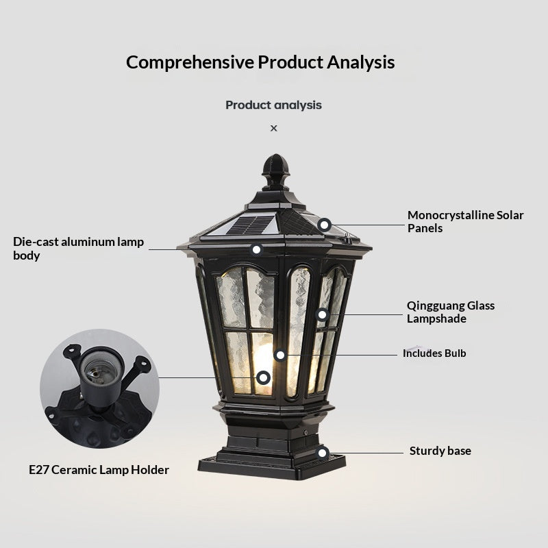 Lampe extérieure étanche à l'énergie solaire pour cour