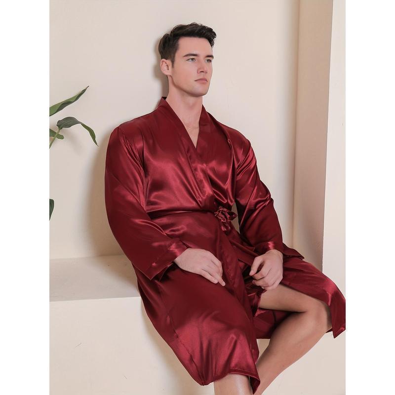 Peignoir en soie imprimé pour hommes Simulation Peignoir en soie