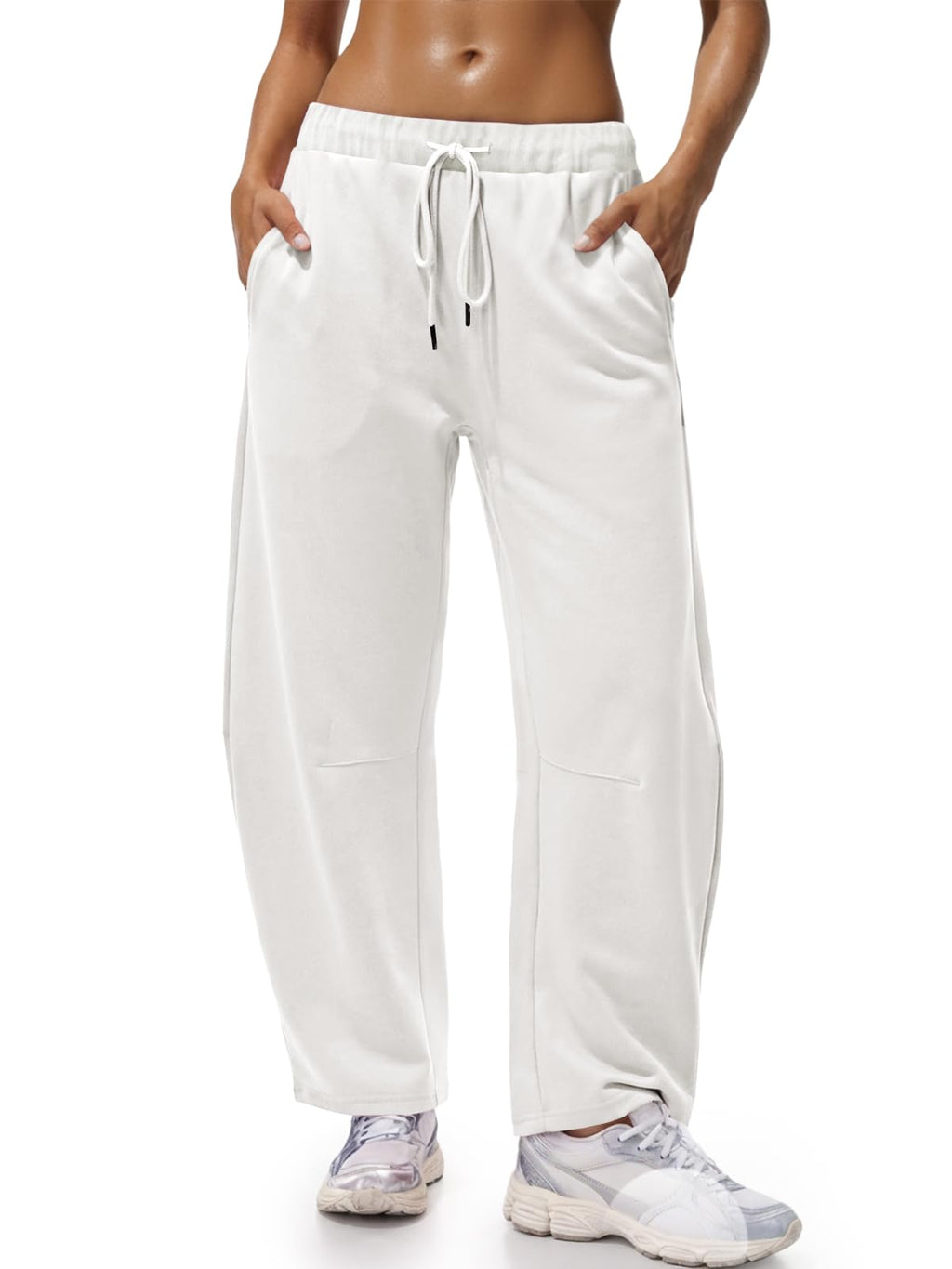 Fisoew femmes large jambes sweatpants Baggy cordon drawstring élastique Waisted Travel Pants Colo