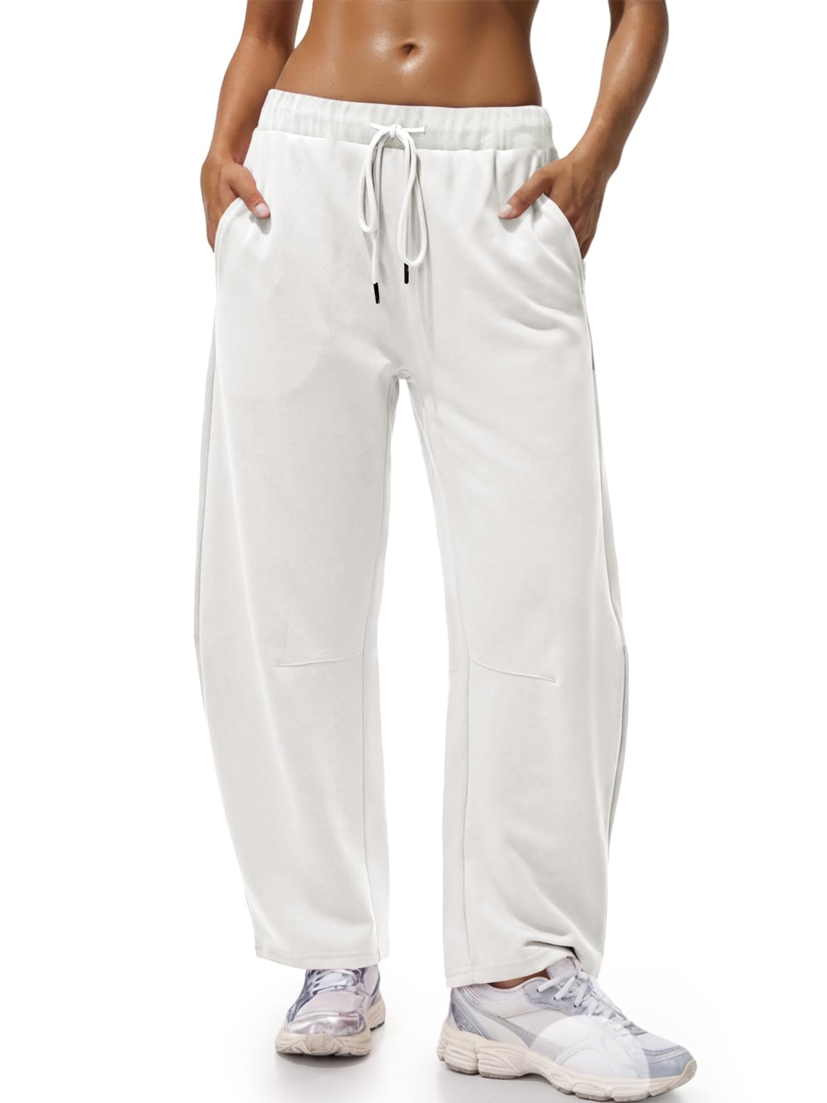 Fisoew femmes large jambes sweatpants Baggy cordon drawstring élastique Waisted Travel Pants Colo