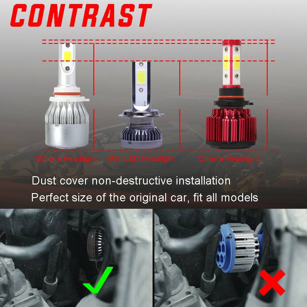 2x H7 Kit d'ampoule de phare LED High Low Beam 8000K Super Blue 26000LM Ampoule