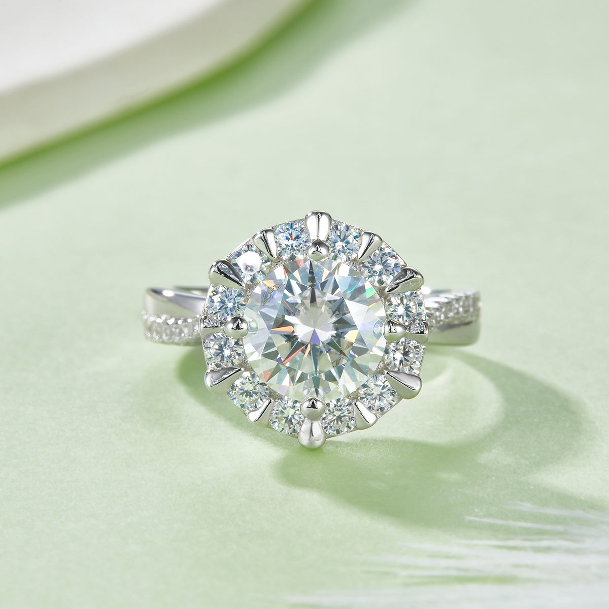 S925 Argent Sterling 2ct Anneau de Moissanite
