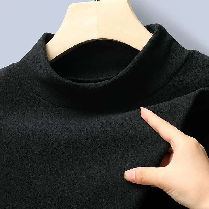 Sous-vêtements pour homme Demi-col tortue couleur unie T-shirt manches longues Vêtements d'automne