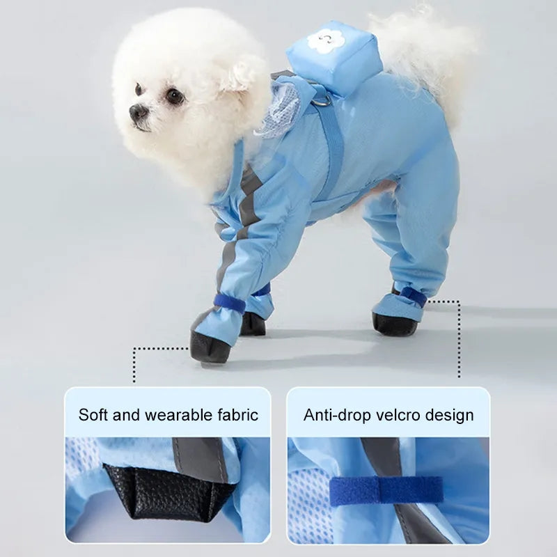 Pet Puppy Dog Raincoat Rain Jacket Coverage 4 Jambes Full Body Protection Waterproof Rainboo