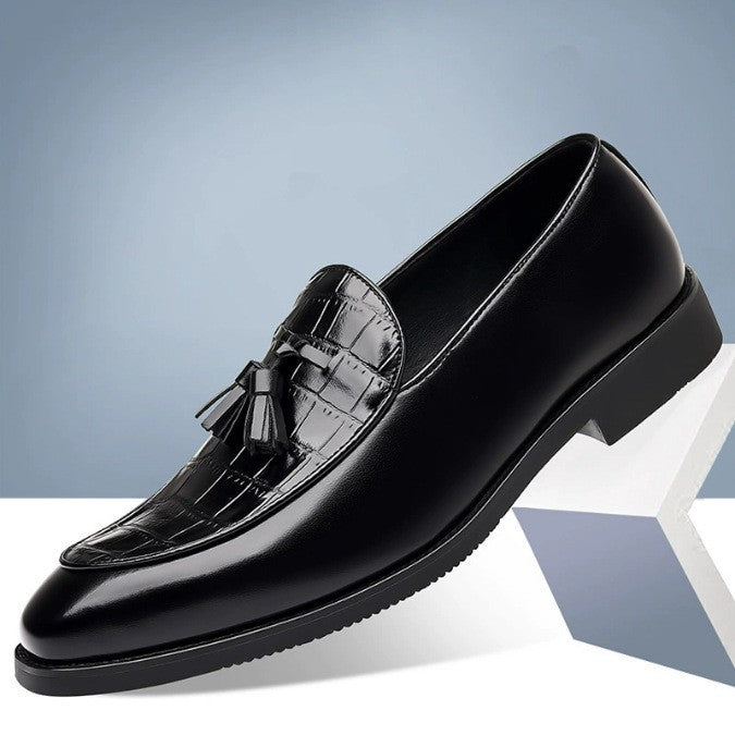 Hommes Pointed-Toe British-Style Business-Casual Slip-On Chaussures en cuir