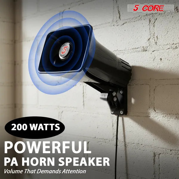 5 Core PA Horn 200W Loud Haut-parleur paire 6 pouces Bull Horn Loud Audio 80hm Tout temps intérieur