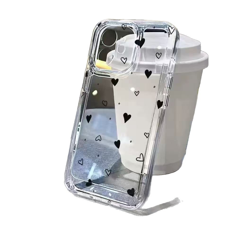 Boîtier de téléphone spatial transparent en forme de coeur coloré