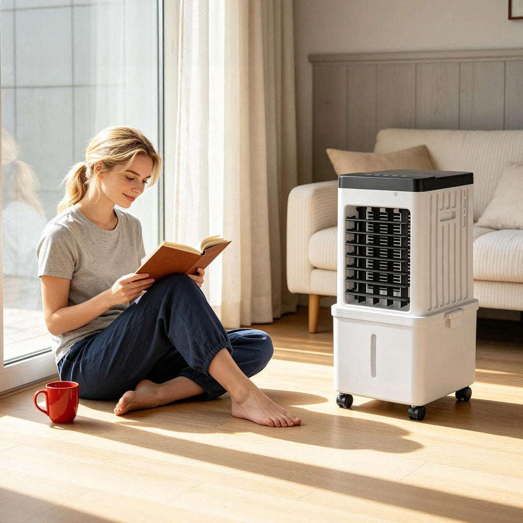 Ventilateur de refroidisseur d'air portable 12L Climatiseur par évaporation avec double touche de réservoir d'eau à 3 vitesses