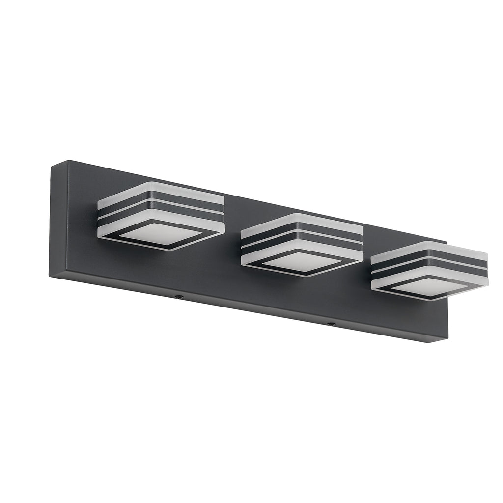 Matte Black Vanity luminaires 3 lumières haut et bas LED salle de bain moderne lumières de Vanity O