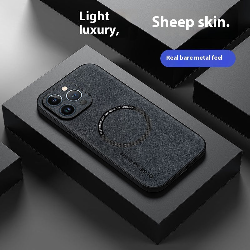 Magnetic Sheepskin Étui de téléphone d'affaires tout compris résistant à la chute