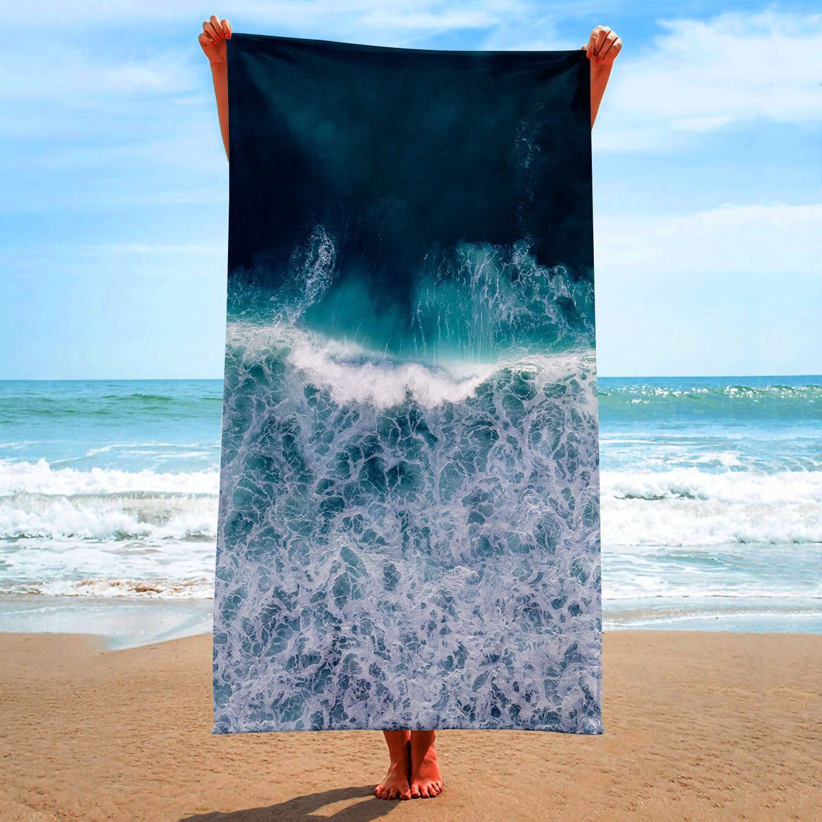 Serviette plate tissée ultra fine en fibre carrée de plage