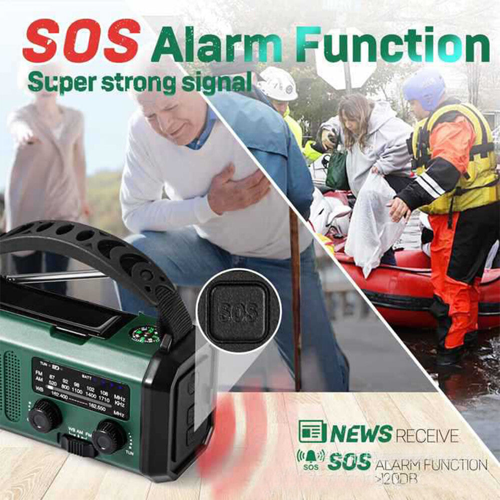 10 0 0 0mAh Vent vers le haut de la radio solaire Cran d'urgence FM AM USB Chargeur Led Torch UK