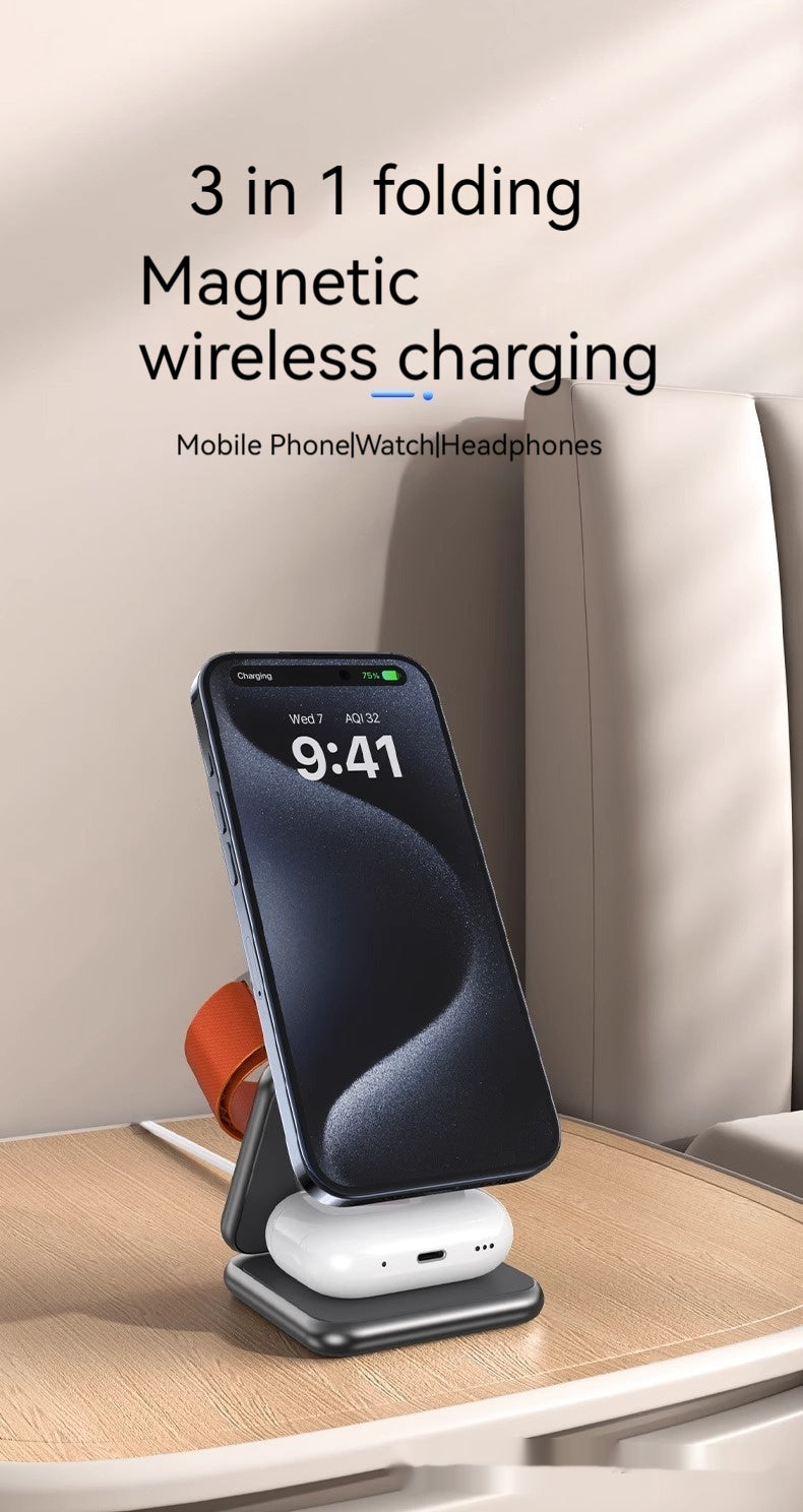 Support de téléphone mobile chargeur magnétique pliable