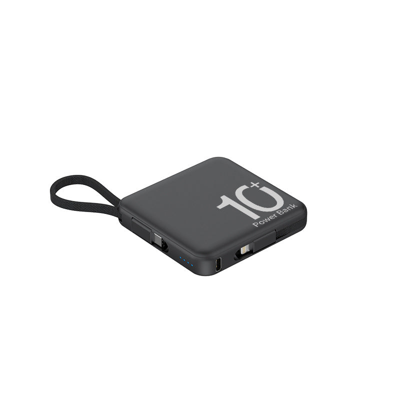 Mini Banque de puissance grande capacité petite et ultra-mince avec câble source d'énergie portable