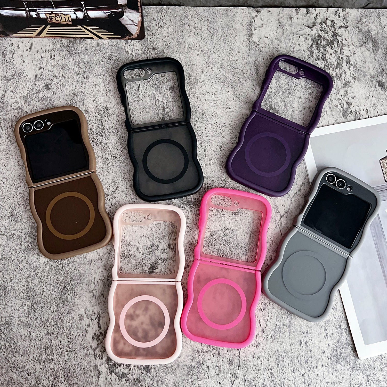 Boîtier de téléphone magnétique Écran pliable Couleur transparente Couverture de protection tout compris