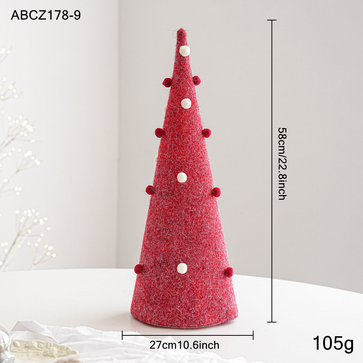 Ornement d'arbre de Noël feutre et pompon en plastique