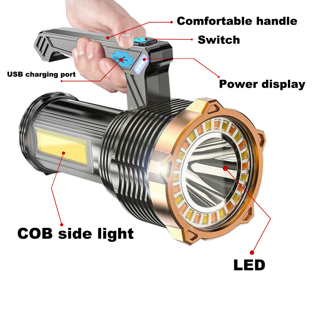 Lampe de poche Torche USB rechargeable COB Spotlight Camping Lumière de travail
