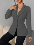 Blazer européen et américain de style de mode de taille-poussoir à simple bouton de couleur solide