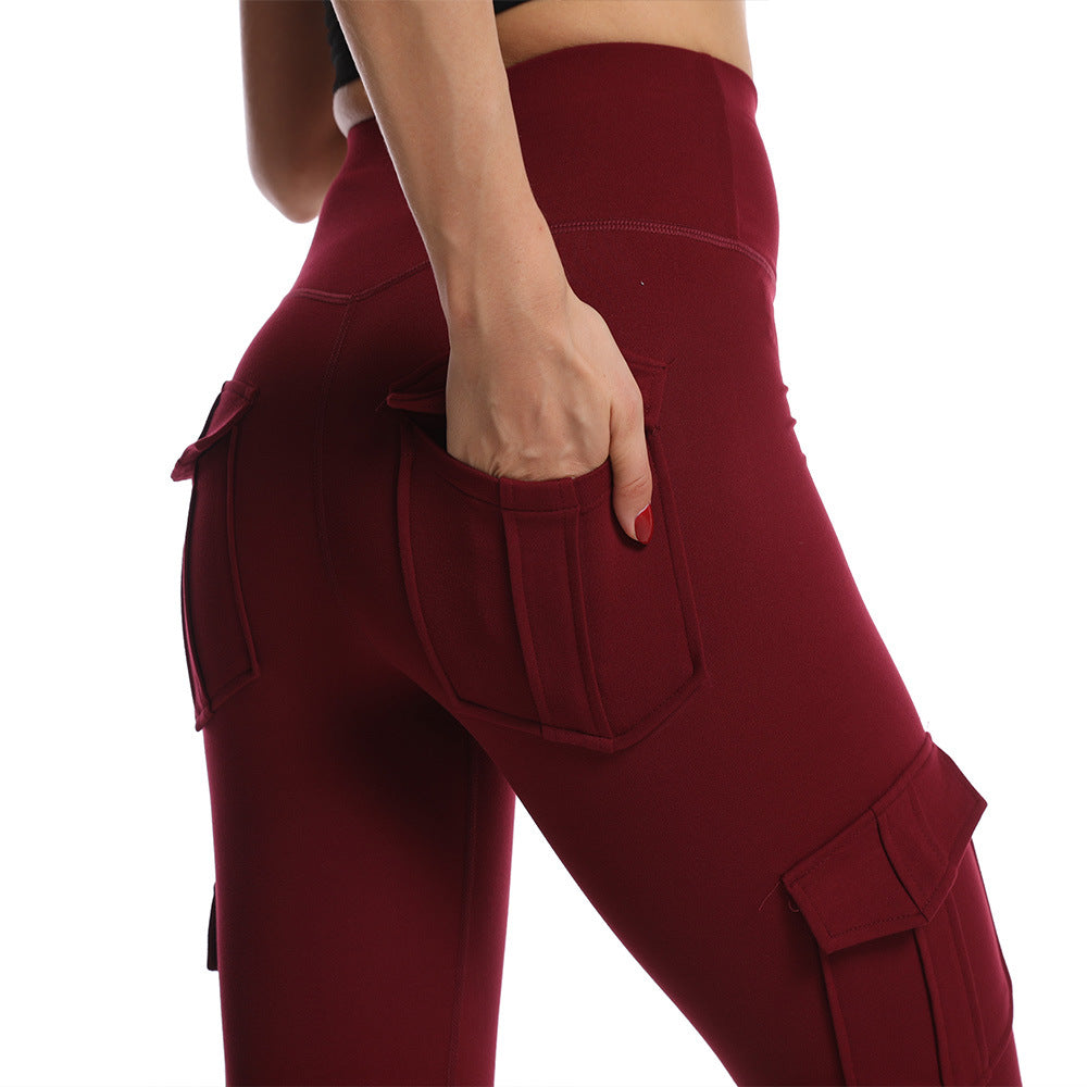 Sports multi-poches brossé Naked-Feel Yoga Slimming Tight Leggings pour les femmes avec haute Wa