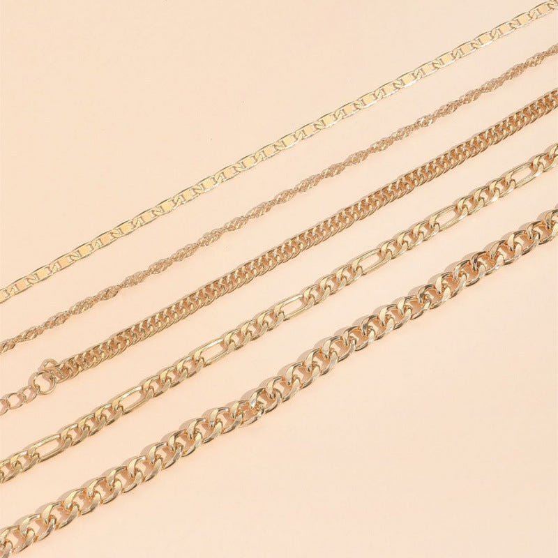 Simple chaîne métallique gracieuse Retro Creative Snake Chain set cinq pièces