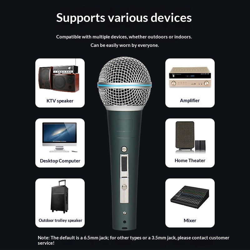 Maison Professionnelle Karaoké Et Stage Ordinateur Enregistrement Dynamique Métaux Microphone filaire