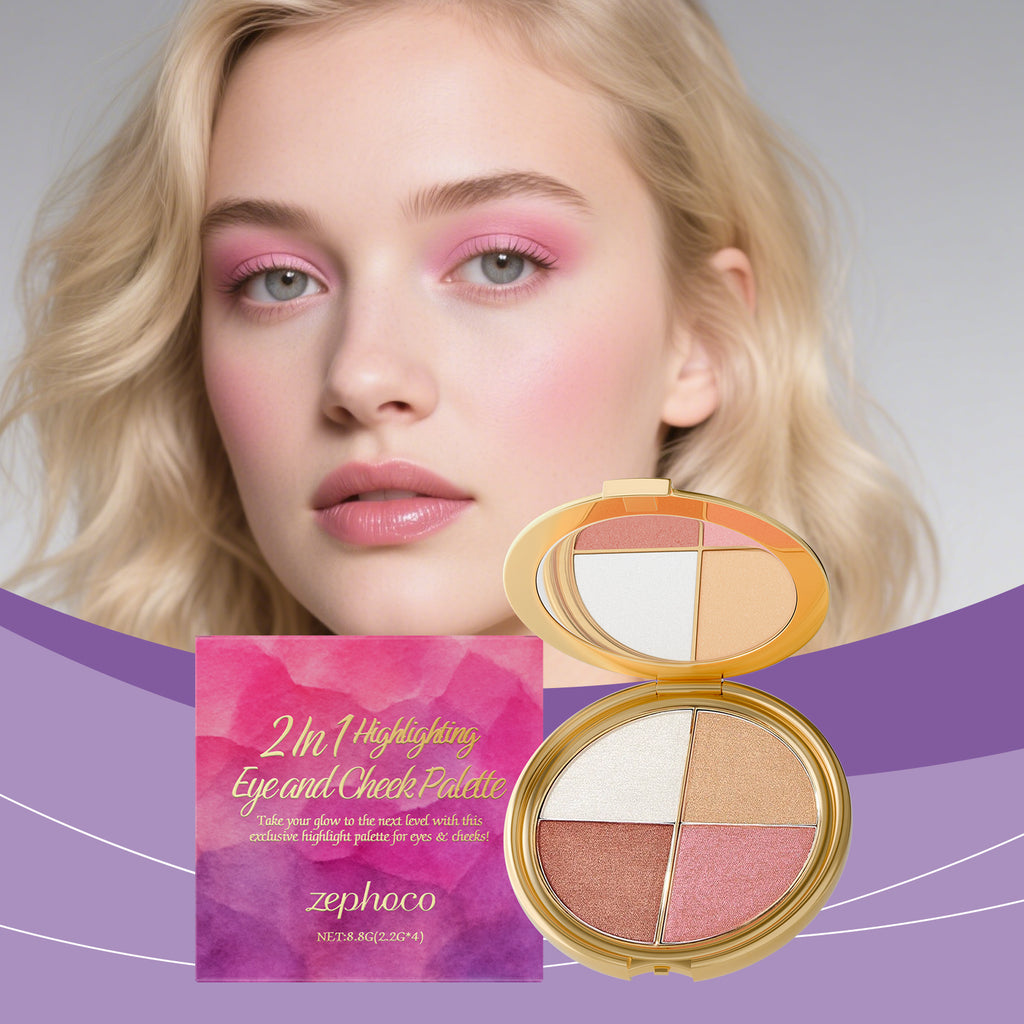 Surlignement, ombre à paupières, et palette Blush
