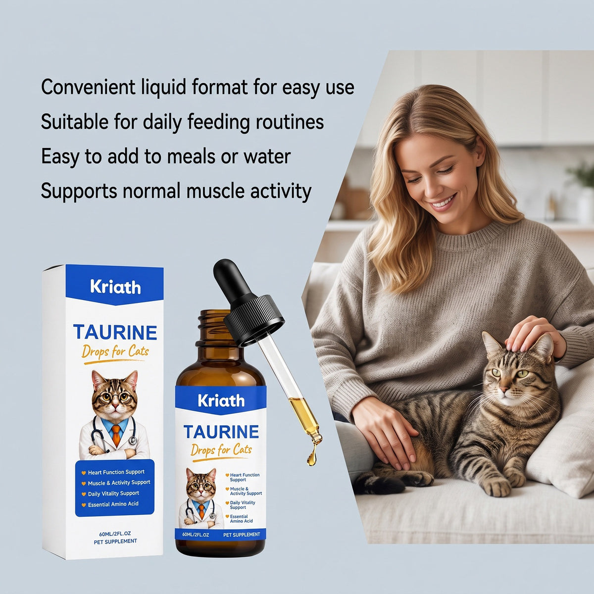 Kriath quotidien vitalité gouttes nutritionnelles pour les chats soins doux pour le corps de chat confort nutritif