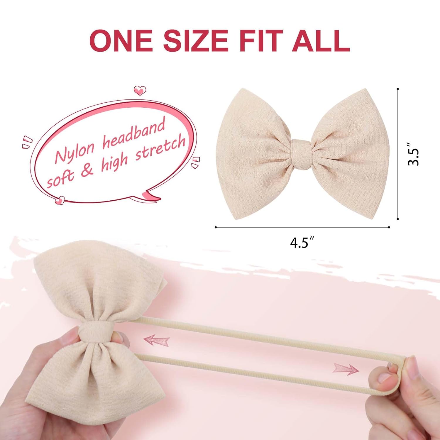 Bandes de tête douces Bébé filles Nylon Bande de tête avec cheveux Bow bandes de cheveux Accessoires pour cheveux pour Newb