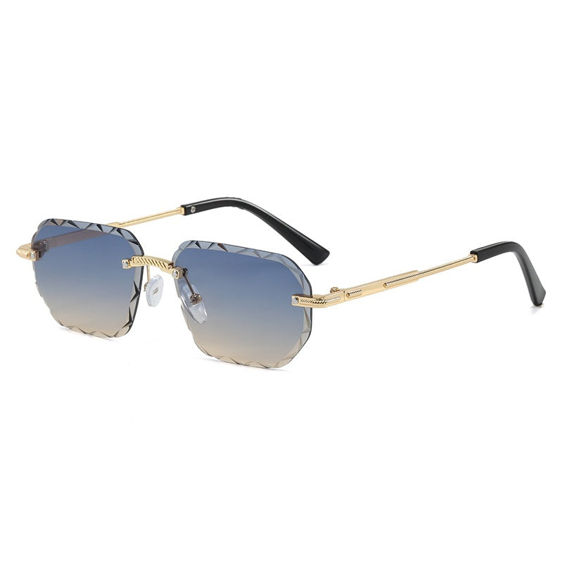 Lunettes de soleil sans cadre polygonale tendance pour femmes
