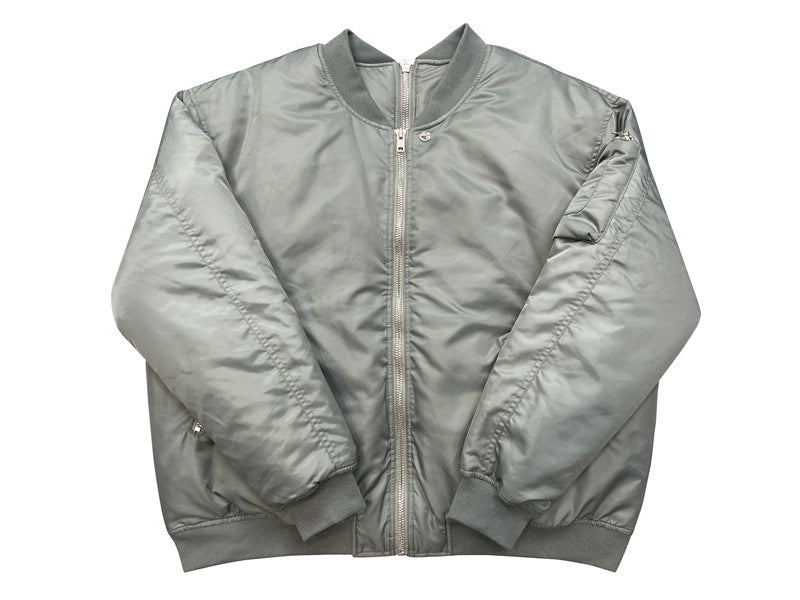 Veste Bomber de style américain, à la rue, en cuir mince, en couleur solide