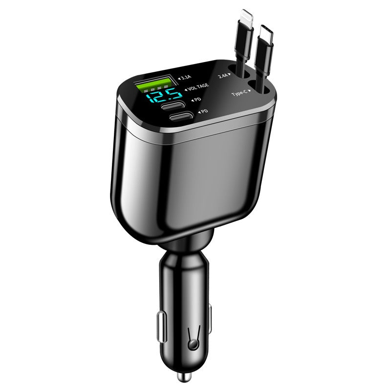 Chargeur de voiture bi-flexible pour allume-cigarette